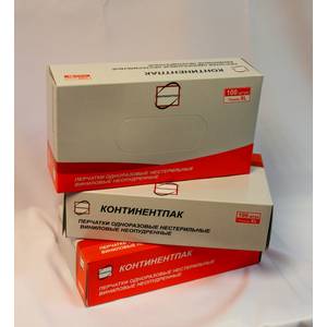 К-П Перчатки виниловые неопудренные Континент 100шт в упаковке