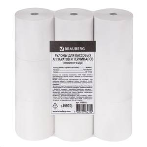 BRAUBERG Чековая лента (термобумага) 80мм (диаметр 72 мм, длина 80м, втулка 12мм) 9шт