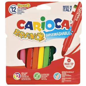 CARIOCA Фломастеры цветные CARIOCA Bravo 12шт утолщенные, суперсмываемые