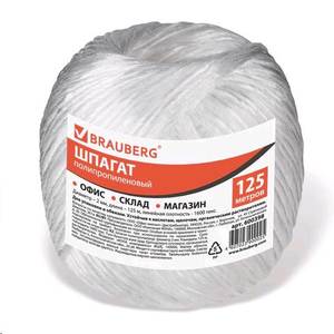 BRAUBERG Шпагат полипропиленовый BRAUBERG, длина 125м, диаметр 2мм, линейная плотность 1600 текс