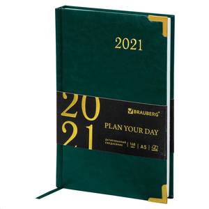 BRAUBERG Ежедневник датированный BRAUBERG Senator А5 2021 кожзам