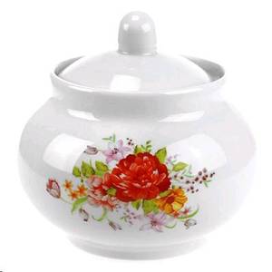 Дулевский Фарфор Сахарница фарфоровая Рубин 500мл деколь