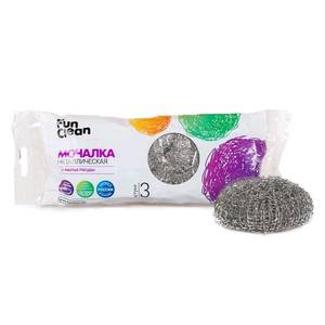Fun Clean Мочалка для посуды металлическая оцинкованная плетеная Fun Clean  3шт.