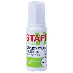 STAFF Корректирующая жидкость (штрих) STAFF Everyday 15мл быстросохнущая, с кисточкой