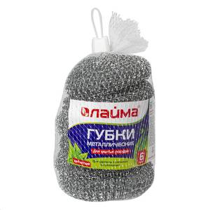 Лайма Мочалка металлическая (сетка) ЛАЙМА 6шт