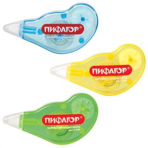 Пифагор Корректирующая лента ПИФАГОР 5мм*4м корпус ассорти, механизм перемотки, блистер