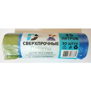 Д-Полимер Мешки для мусора (пакеты) ПНД 35л*30шт с завязками Д-Полимер Сверхпрочные